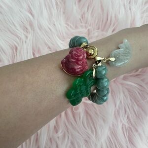 Elegant Jade and Rose Bracelet